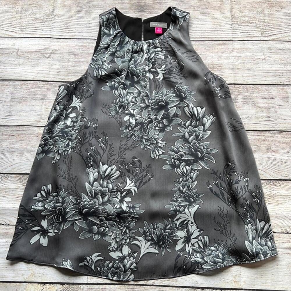 💚 Vince Camuto Womens Floral Pleated Shell